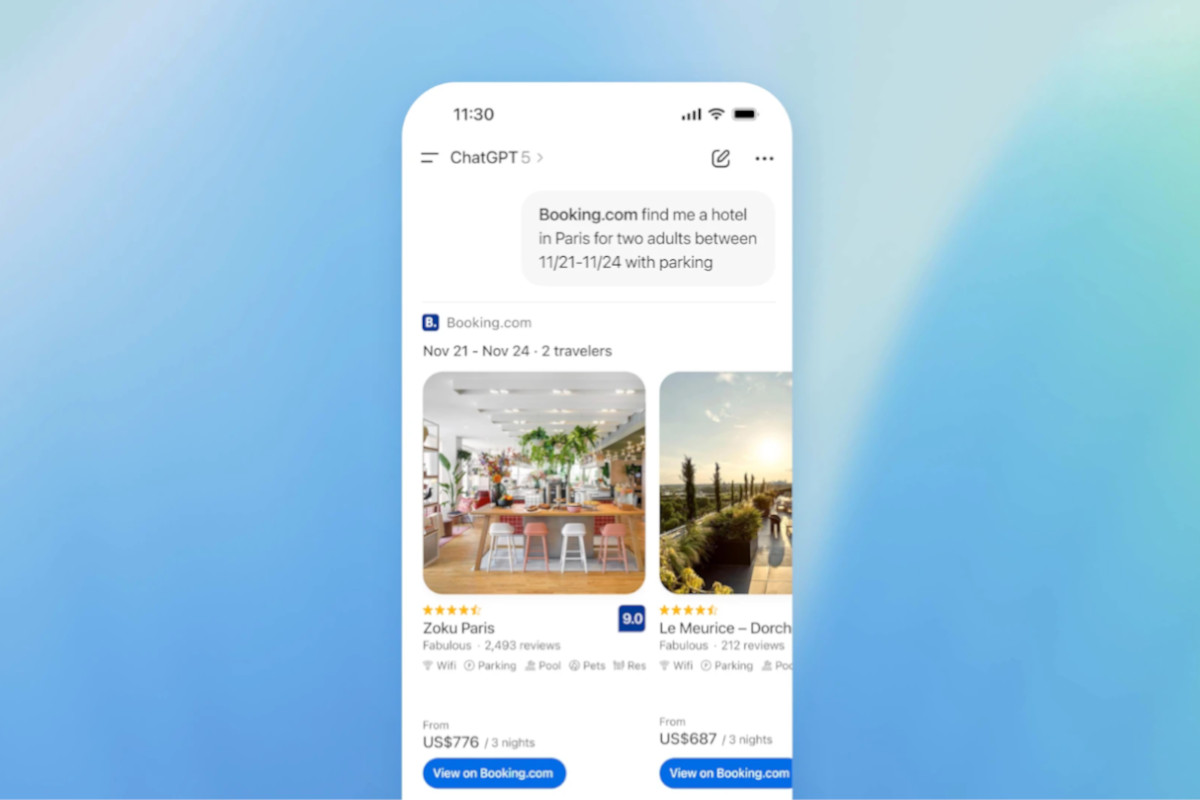 Booking en ChatGPT. Imagen: OpenAI